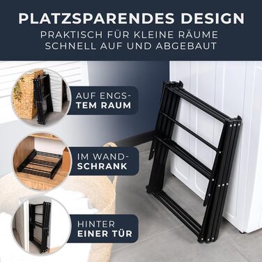 Сушарка для білизни складана, міцна, 6 рівнів, чорна (біла/чорна) - для балкону та дому