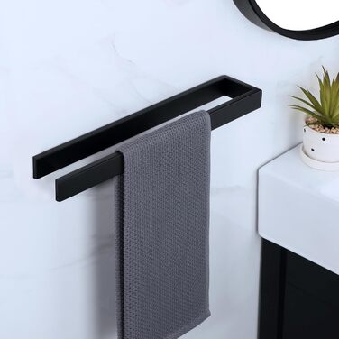 Тримач для рушників SAYAYO без свердління, самоклеючий, нержавіюча сталь, 40 см, чорний (EGOY23030-3M-300-B)