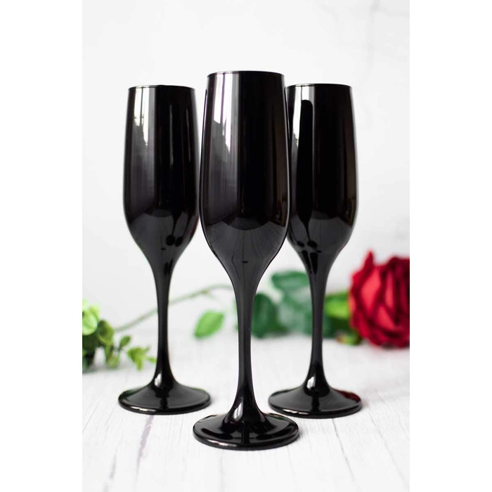 6 келихів для шампанського, prosecco та шампанського Sendez, 200 мл, чорні