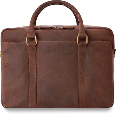 Сумка для ноутбука Leabags Leder Aktentasche (16 дюймів) з натуральної шкіри. Офісна сумка-месенджер через плече для чоловіків та жінок, темно-коричнева