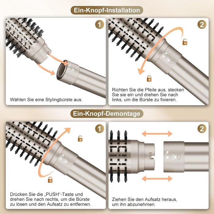 7MAGIC Airstyler 6-в-1: стайлер, плойка, фен, іонізація, для волосся, професійний, для особливих випадків, золото