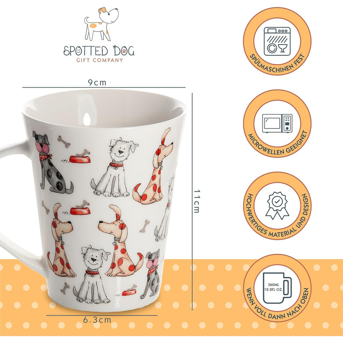 Coffee mugs with dog motifs - Coffee cups with animal design - Gift for dog owners and dog lovers - Set of 4