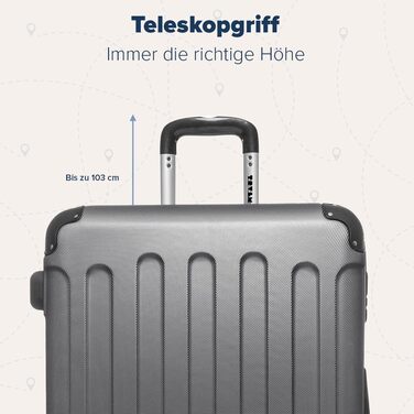 Валіза ручної поклажі TRVLMORE 54x36x20 см - жорсткий корпус, з колесами, сірий (колекція 3 шт.)