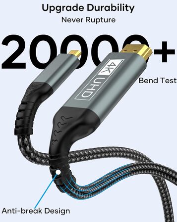 Кабель Micro HDMI - HDMI 2M, 4K@60Hz, підходить для Raspberry Pi, GoPro, камер, TV, моніторів, ноутбуків