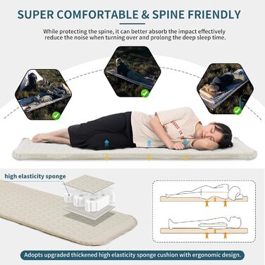 Naturehike Yugu: самонадувний килимок для кемпінгу та трекінгу (3,5 см) сірий