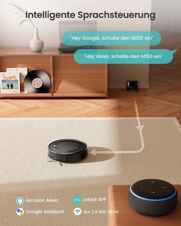 Робот-пилосос LEFANT M310: потужний, з Wi-Fi, для тварин та твердих поверхонь