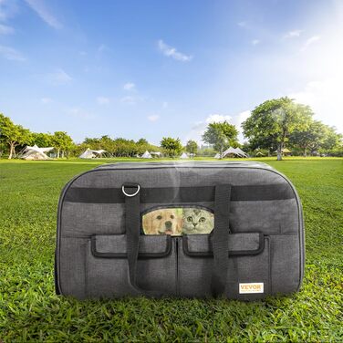 Тролей для собак VEVOR, 15.8 кг, чорний: зручний рюкзак-переноска для тварин з 4 колесами та кишенями для аксесуарів. Ідеально для подорожей та прогулянок.