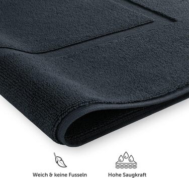 Набір бамбукових килимків для ванної кімнати Blumtal Terry, 100% бавовна, 50x80 см, сертифікат Oeko-Tex, темно-синій (комплект 2 шт.)