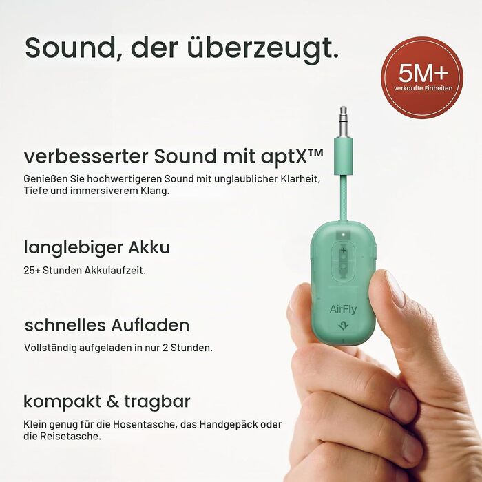 Bluetooth-трансмітер та ресивер Twelve South AirFly Pro 2 для AirPods та навушників, Mint Ice