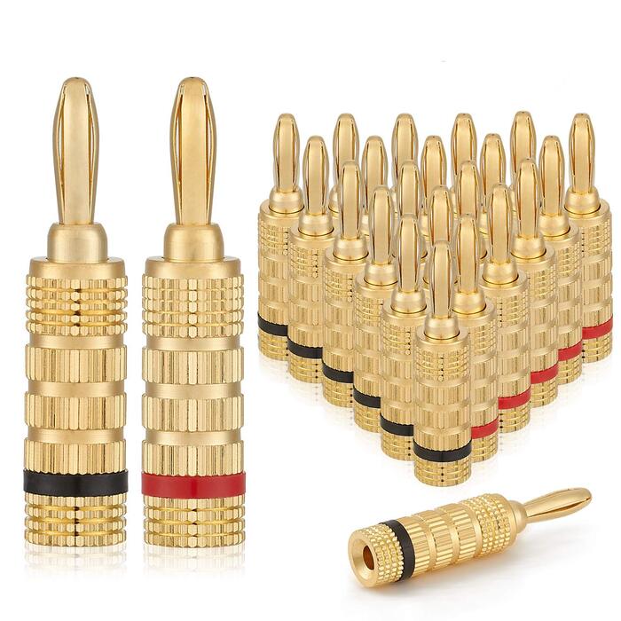 Бананові конектори WGGE WG-3333 24K позолота, закручувані, 12 пар (24 конектори)