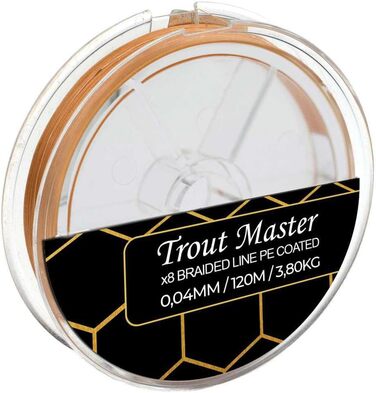 Плетена ліска Trout Master Fine Gold X8 PE 0,08 мм 6,8 кг 120 м для форелевого лову