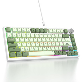 Механічна ігрова клавіатура SOLIDEE 75% з RGB-підсвічуванням, hot-swap, NKRO, TKL, 82 клавіші, Matcha/Red Switch