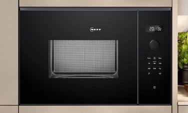 Вбудована мікрохвильова піч NEFF HLAWG25S3, 50x38 см, LED дисплей, автоматичні програми, Easy Clean, Easy Clock, чорний колір