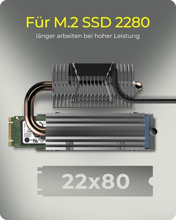 Охолоджувач для M.2 SSD ICY BOX з алюмінієвим радіатором та термопрокладками, без вентилятора, 10 мм, чорний