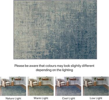 BEIMO Килим для вітальні, абстрактний дизайн, короткий ворс, 120x170 см, блакитний градієнт, для спальні, ванної, їдальні, коридору, антиковзаючі, легко миється