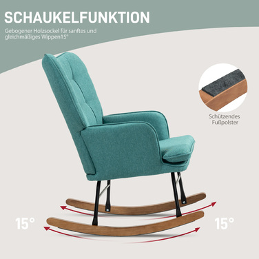 HOMCOM Rocking Chair, up to 130 kg, Rocking Armchair with Footstool, Armchair, Still Chair with Linen Look, Rocking Chair for Bedroom | Aosom