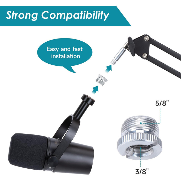 Кріплення для мікрофона YOUSHARES з металевою клямкою та поп-фільтром для Shure MV7