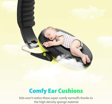 Навушники для захисту від шуму Dr.meter для дітей, жовті. Захист 27dB, регульоване обхватом, для сну, навчання.