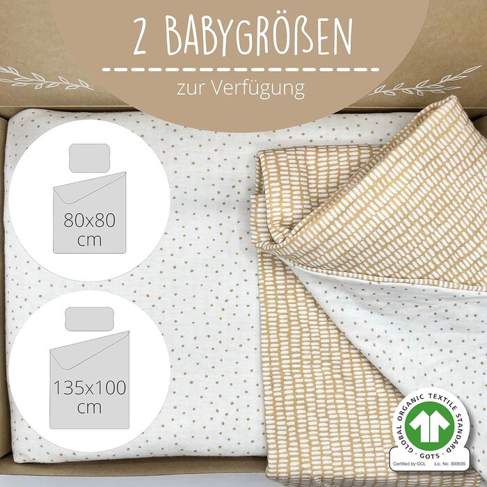 Набір постільної білизни для немовлят з органічної бавовни GOTS (Oeko-Tex100), 100 x 135 см. Комплект постільної білизни для дитячого ліжечка: подушка та ковдра для хлопчиків та дівчаток (пісочний колір). Підходить для дитячих та ліжечок для малюків, розм