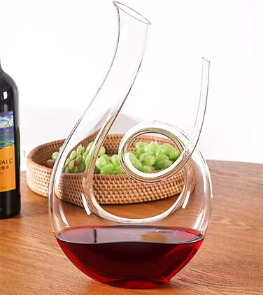 Wine Carafe - 100% Lead-Free Crystal Glass Wine Carafe Hand-Blown Red Wine Decanter Carafe (Spiral)