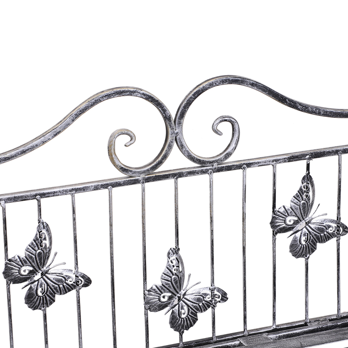Outsunny Plant Shelf, Plant Stand, Flower Shelf, Flower Stand, Flower Ladder, Garden Shelf, 3 Tiers, Metal, Silver Gray, 44 x 25 x 96 cm