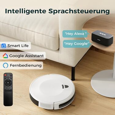 Робот-пилосос E2 з картографією, 10000 Па, 200 хв роботи, 660 мл, керування через додаток, голосовий помічник та пульт, для видалення шерсті та пилу