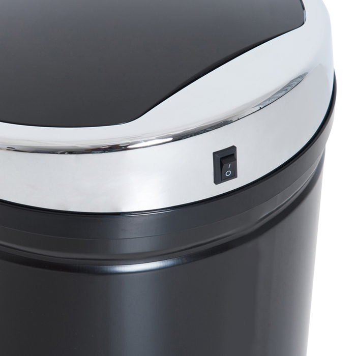 HOMCOM Sensor Trash Can 42L, Electric Automatic Waste Bin with Lid, Stainless Steel, for Bathroom, Office, Kitchen, Dining Room, Steel, Black | Aosom