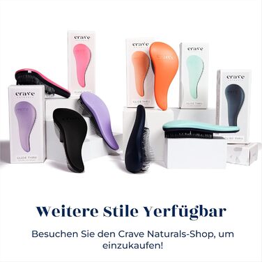 Crave Naturals Glide Thru - щітка для розплутування волосся для дітей та дорослих. Підходить для будь-якого типу волосся (сухе, вологе, кучеряве, пряме). Чорний колір