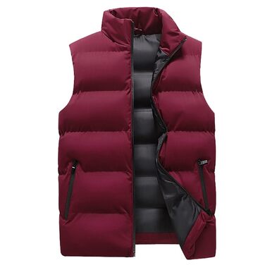 Чоловіча степкова жилетка-утеплювач з кишенями, безрукавка з капюшоном, червона жилетка з пухом для осені/зими, кемпінгу, подорожей та хайкінгу 3XL