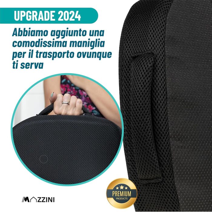 Подушка для попереку MAZZINI з Memory Foam - ергономічна підтримка спини для офісного крісла та авто, антиковзка, знімний чохол, при болях у попереку, для правильної постави