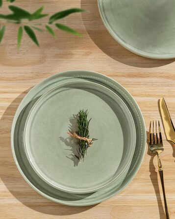 Набір посуду GBhome з каменю, 24 елементи, ручна робота, для 6 осіб, стійкий до миття в посудомийній машині та мікрохвильовій печі