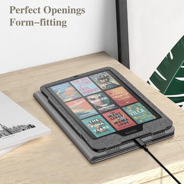 Чохол Fintie для Kindle Paperwhite 12-го покоління (2024/2025), Kindle Colorsoft/Signature Edition, з підставкою, петлею та авто-вимиканням, чорний (сірий/чорний)