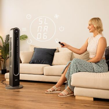 Турбовентилятор Cecotec EnergySilence 9090 Skyline Ionic, 119 см, 45 Вт, іонізатор, LED-дисплей, пульт ДК, 3 режими, 12 год таймер, осциляція 70º, висота 47' (42' висота), чорний