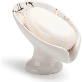 Керамічна мильниця з піддоном для води, біла. Мильниця для ванної, душу, кухні.