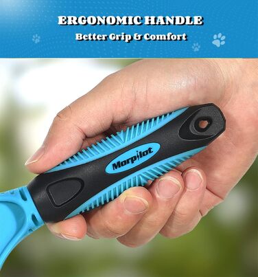 Щітка для собак та котів, 12+23 зубці, нержавіюча сталь, двостороння, для видалення шерсті та розчісування вузлів, блакитна