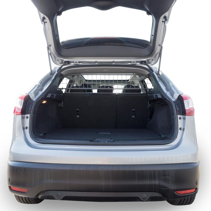 Сітка для собак Travall, сумісна з Nissan Qashqai (2013-2021) та Rogue Sport (2017-2019), з панорамним дахом. Надійна перегородка для багажника, захист від тварин.