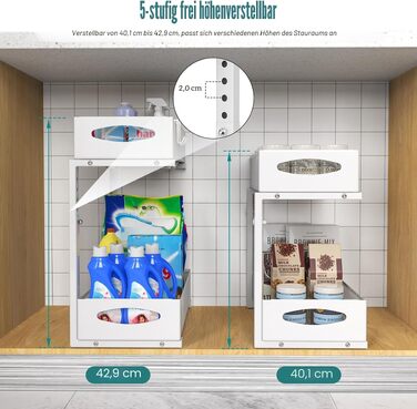 Органайзер під мийку Housolution, полиця в шафу під раковину, білий, ширина 22 см