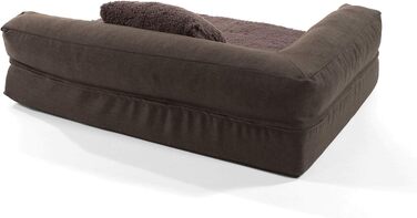 Ортопедичне собаче ліжко-софа Odin, миється, не слизьке, з піднятою спинкою, кошик для собак, розмір S/L 80x60 см, темно-коричневе