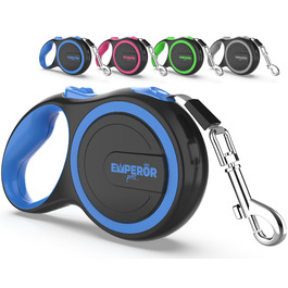 Леєнка для собак Emperor Pets 8 м, висувна, до 50 кг, синього кольору, з антиковзним ручним гальмом, функцією паузи та фіксації