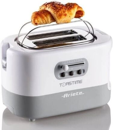 Тостер Ariete 159 Toastime з 2-ма відділеннями, з пружинним захватом, розморожування та підігріву, 700 Вт, нержавіюча сталь, білий