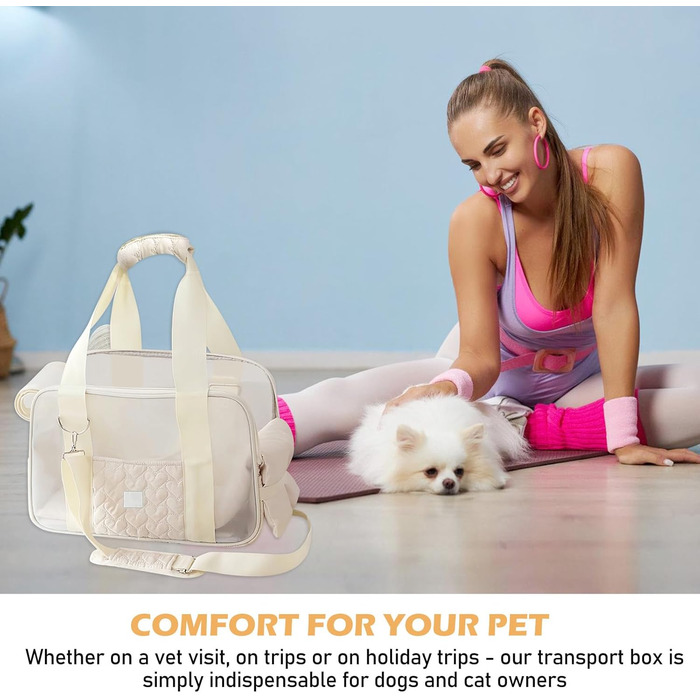 Транспортувальна сумка для собак та котів до 5 кг – Легка та дихаюча переноска для маленьких тварин, з ременем безпеки та кишенями, ідеальна для авто, подорожей та відпочинку на природі