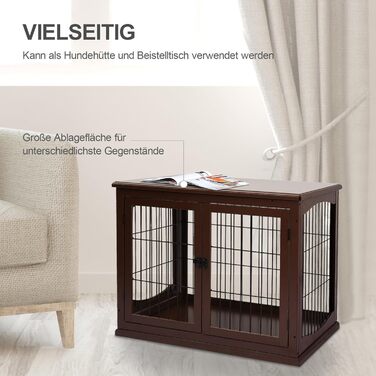 Клітка для собак PawHut: міцна будка з 2 входами, замок, для маленьких собак, коричнева, 58,5 x 81 x 66 см