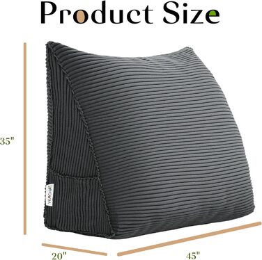 Підлогове подушник-підголівник Johnear для ліжка та дивана, 45x20x35 см, сірий