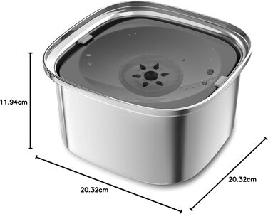 Миска для води для собак Decflow 3L з нержавіючої сталі, повільне пиття, з кришкою, без розливання, для великих собак, захист від бризок, сіра, без підставки