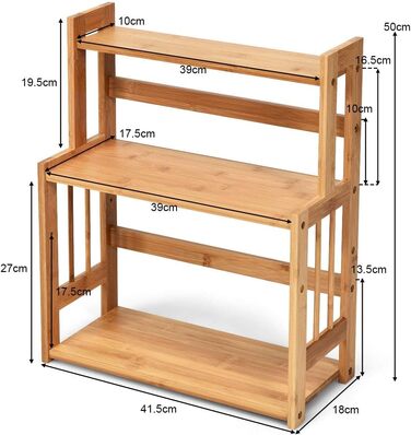 GIANTEX 3-Tier Bamboo Spice Rack, Corner Kitchen Shelf Organizer, Wooden Spice Stand Natural, Standing Kitchen Spice Rack, Kitchen Shelf System Spice Organizer Kitchen Organizer for Kitchen