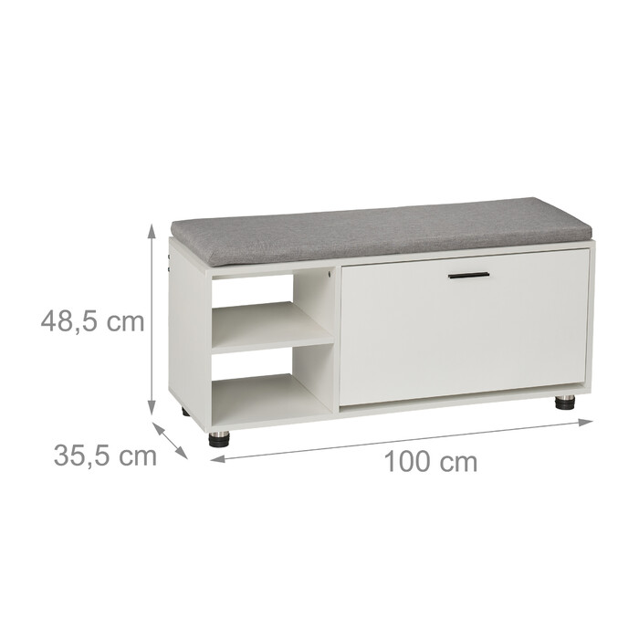 Shoe Storage Bench with Cabinet