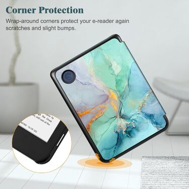 Чохол Fintie для електронних книг Tolino Shine Color/Shine(2024)/Shine 4(2022) & Kobo Clara Colour/Clara BW(2024)/Clara 2E(2022) з авто-вимкненням та магнітним закриттям, блакитний мармур