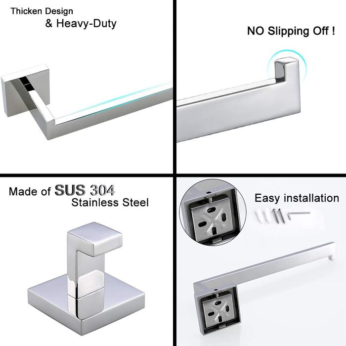 Stainless Steel Toothbrush Holder Bath Drinking Glass Tumbler with Holder Wall Mount, Polished Surface, K7007P (Set of 4)