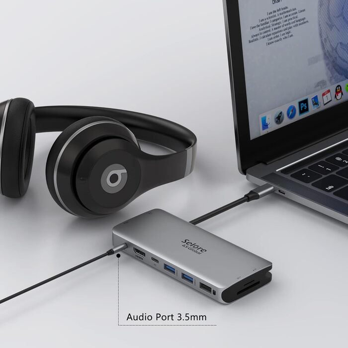 Док-станція USB-C для ноутбука з підтримкою 2 моніторів 4K, 13 в 1, з DisplayPort, HDMI, USB3.1, RJ45, 100W PD, кардридер, аудіо/мікрофон, для Dell HP (сірий)