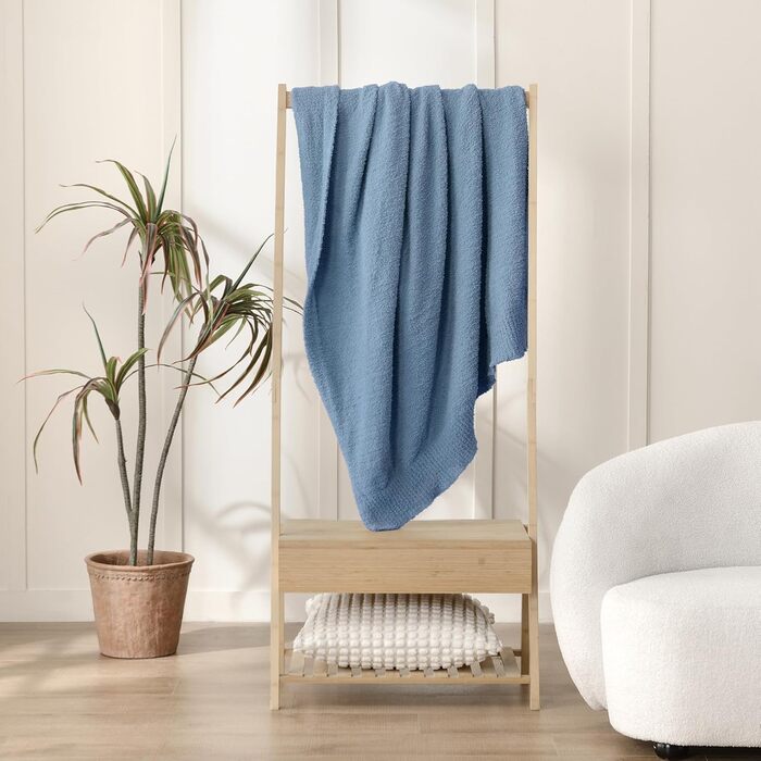 М'яка плед-пліочка Jooja Bouclé, 127x152 см, blaugrau (Dusty Blue)